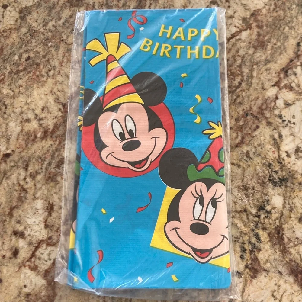 90s Vtg Disney Mickey’s Stuff for kids Happy Birthday Table cover dead stock